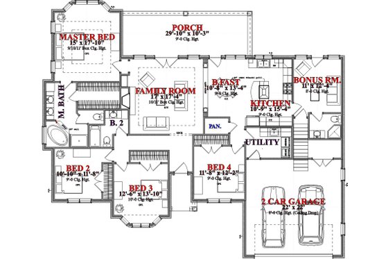 Floor Plan - Main Floor for Traditional House Plan #63-360 - 4 bed, 3 bath