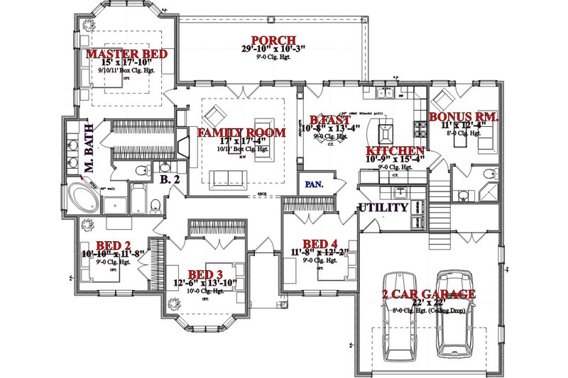 Dream House Plan - Floor Plan - Main Floor for Traditional House Plan #63-360 - 4 bed, 3 bath