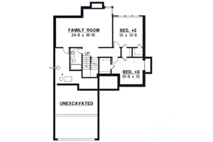 Floor Plan - Lower Floor for European House Plan #67-315 - 3 bed, 2 bath