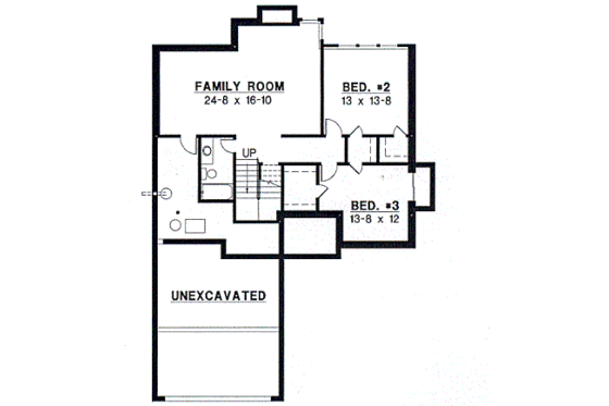 Floor Plan - Lower Floor for European House Plan #67-315 - 3 bed, 2 bath