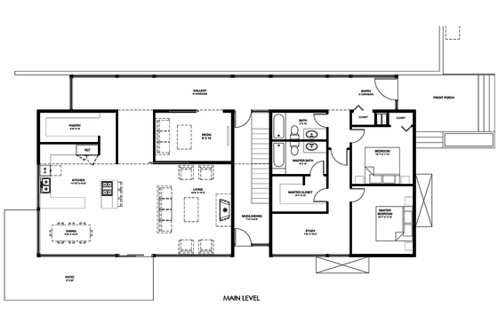 Floor Plan - Main Floor for Modern House Plan #498-5 - 2 bed, 2 bath