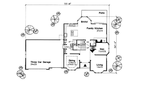 Floor Plan - Main Floor for European House Plan #50-144 - 4 bed, 3.5 bath