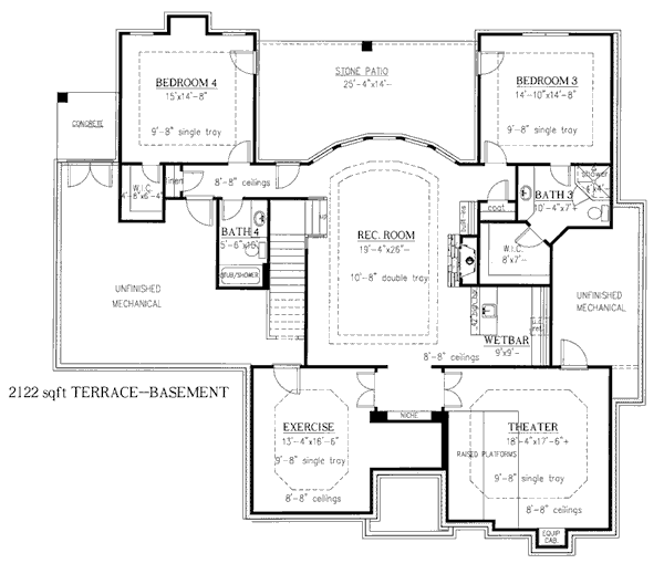 House Blueprint - European Floor Plan - Lower Floor Plan #437-21