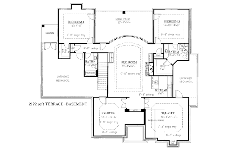 Dream House Plan - Floor Plan - Lower Floor for European House Plan #437-21 - 4 bed, 4 bath