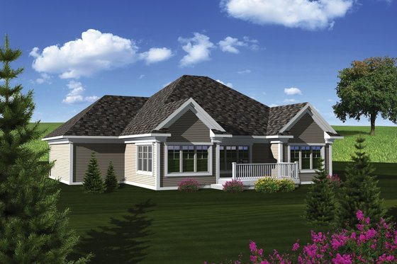 Exterior - Rear Elevation for Traditional House Plan #70-1078 - 2 bed, 2 bath