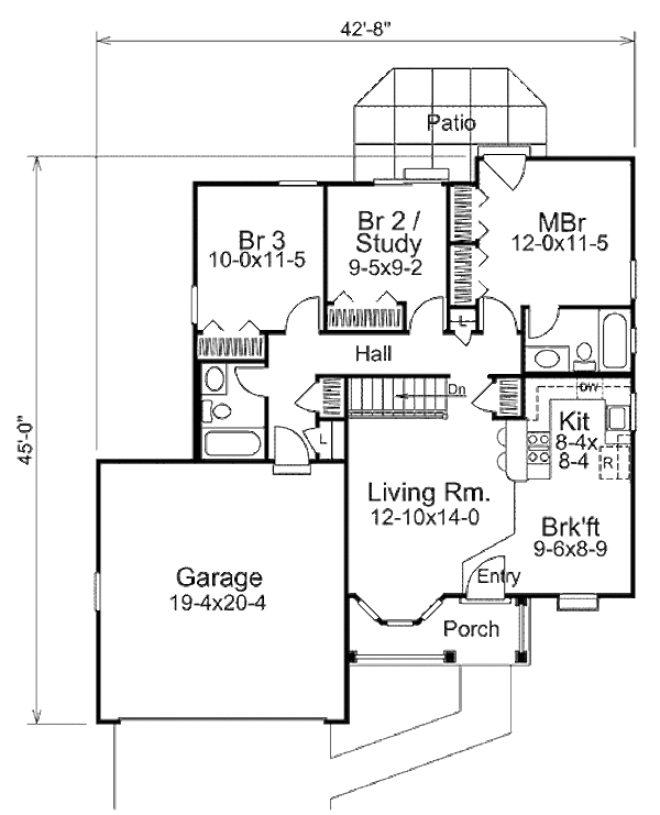 Cottage Floor Plan - Main Floor Plan #57-317