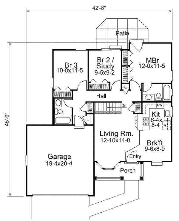Architectural House Design - Cottage Floor Plan - Main Floor Plan #57-317