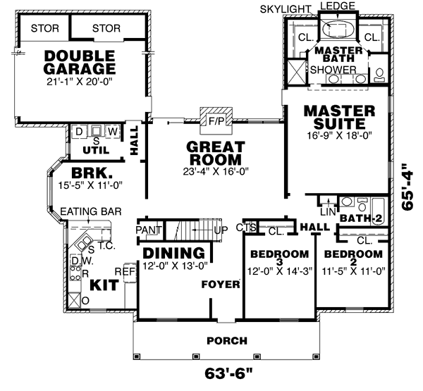 Southern Floor Plan - Main Floor Plan #34-126
