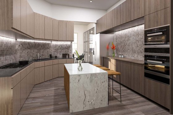 Interior - Kitchen for European House Plan #54-421 - 4 bed, 4.5 bath