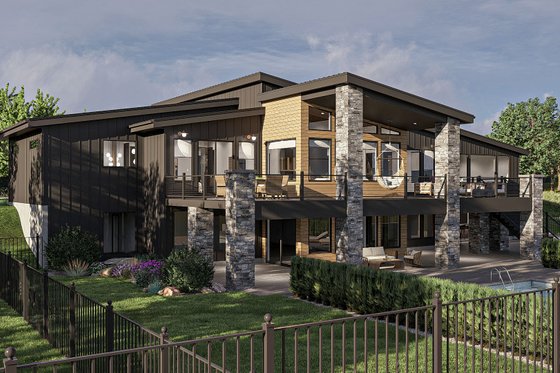 Exterior - Rear Elevation for Modern House Plan #455-392 - 2 bed, 2 bath