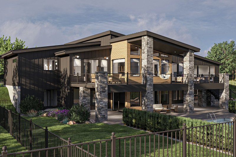 House Design - Exterior - Rear Elevation for Modern House Plan #455-392 - 2 bed, 2 bath