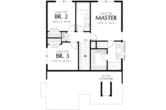 Floor Plan - Upper Floor for Cottage House Plan #48-488 - 3 bed, 2.5 bath