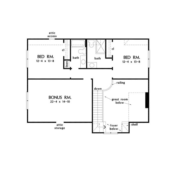 Cottage Floor Plan - Upper Floor Plan #929-1204