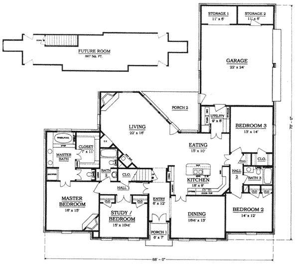 Mediterranean Floor Plan - Main Floor Plan #14-104