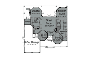 Floor Plan - Main Floor for European House Plan #115-139 - 3 bed, 3.5 bath