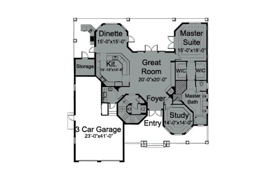 Floor Plan - Main Floor for European House Plan #115-139 - 3 bed, 3.5 bath
