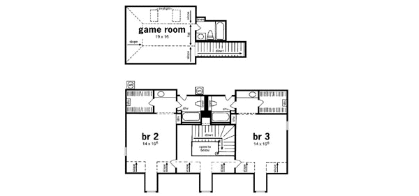 Southern Floor Plan - Upper Floor Plan #36-241