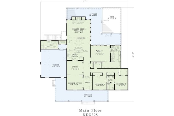 Floor Plan - Main Floor for Southern House Plan #17-168 - 3 bed, 2.5 bath