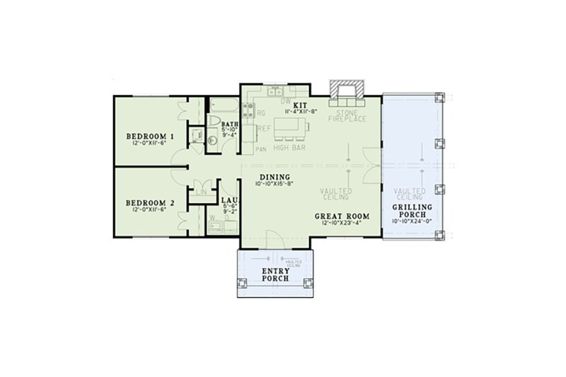 Dream House Plan - Floor Plan - Main Floor for Traditional House Plan #17-2615 - 2 bed, 1 bath