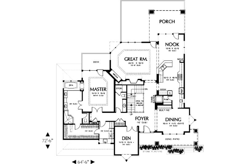 Home Plan - Floor Plan - Main Floor for Prairie House Plan #48-355 - 5 bed, 3.5 bath