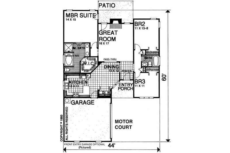Home Plan - Floor Plan - Main Floor for European House Plan #30-202 - 3 bed, 2 bath