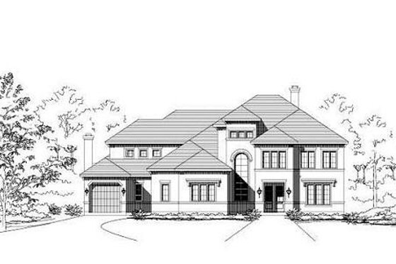Exterior - Front Elevation for Mediterranean House Plan #411-611 - 4 bed, 3.5 bath