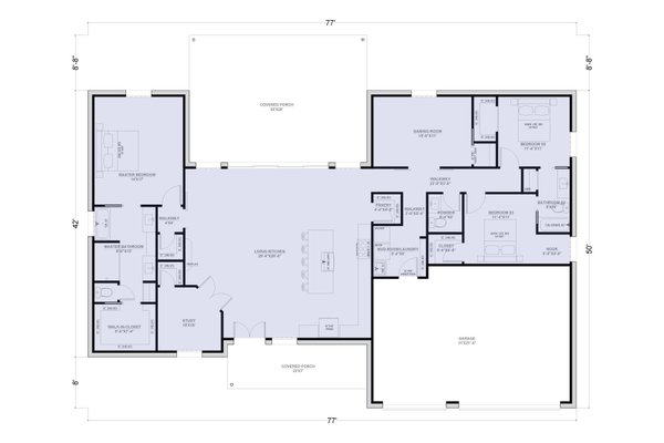 Barndominium Floor Plan - Main Floor Plan #1107-25