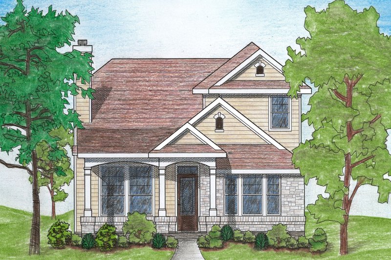 House Blueprint - Traditional Exterior - Front Elevation Plan #80-105