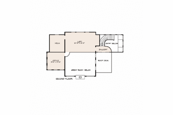 Floor Plan - Upper Floor for Mediterranean House Plan #140-139 - 3 bed, 2.5 bath