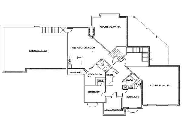 Architectural House Design - Colonial Floor Plan - Lower Floor Plan #5-436