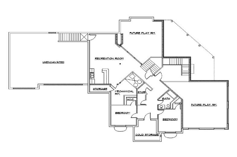 Architectural House Design - Floor Plan - Lower Floor for Colonial House Plan #5-436 - 7 bed, 5.5 bath