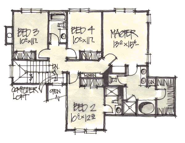 House Design - Traditional Floor Plan - Upper Floor Plan #20-246