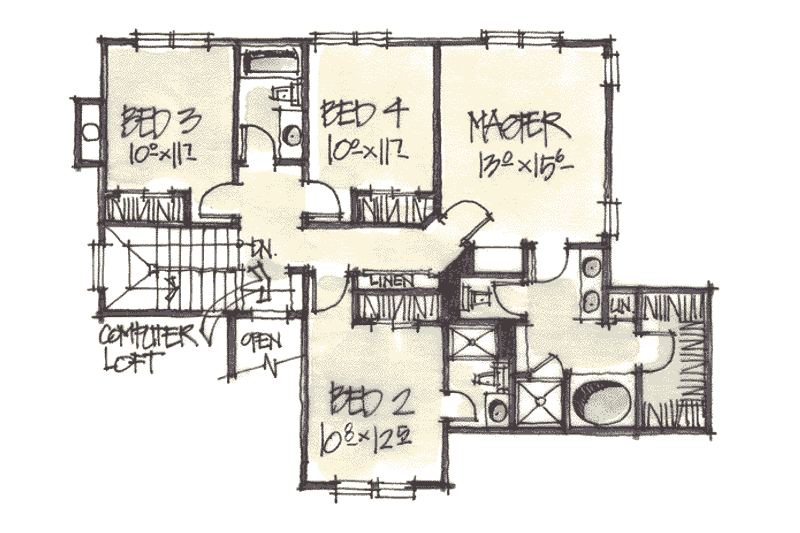 Home Plan - Floor Plan - Upper Floor for Traditional House Plan #20-246 - 4 bed, 3.5 bath
