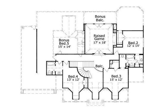 Floor Plan - Upper Floor for European House Plan #411-711 - 5 bed, 3.5 bath