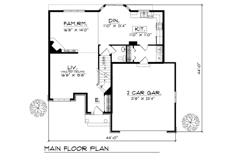 Dream House Plan - Floor Plan - Main Floor for Traditional House Plan #70-226 - 3 bed, 2.5 bath