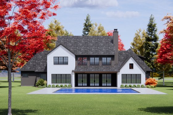 Exterior - Rear Elevation 1 for European House Plan #1096-10 - 4 bed, 4.5 bath