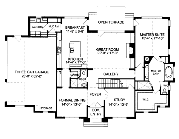 House Blueprint - Tudor Floor Plan - Main Floor Plan #413-811
