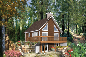 Cabin Exterior - Front Elevation Plan #25-4361