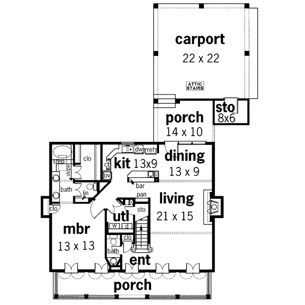 Home Plan - Southern Floor Plan - Main Floor Plan #45-189