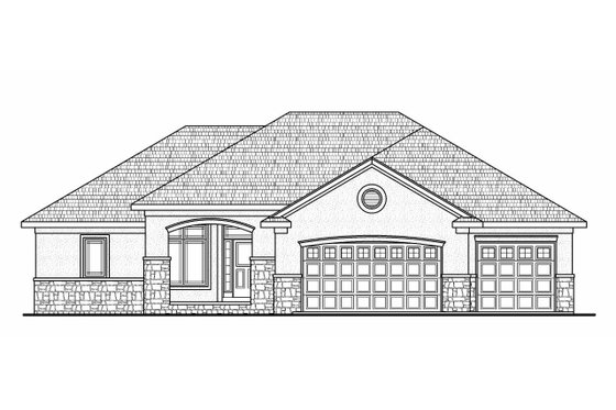Exterior - Front Elevation 3 for Traditional House Plan #20-2178 - 2 bed, 3 bath