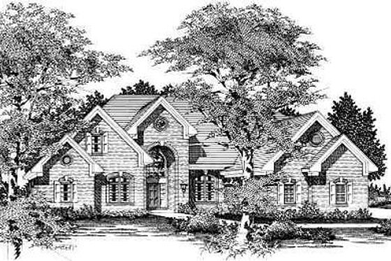 Exterior - Front Elevation for European House Plan #329-308 - 5 bed, 3.5 bath