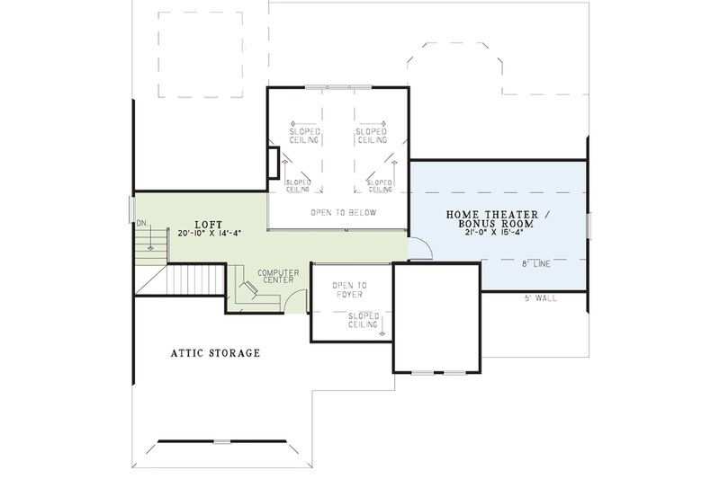 Home Plan - Floor Plan - Upper Floor for Mediterranean House Plan #17-2925 - 3 bed, 2 bath