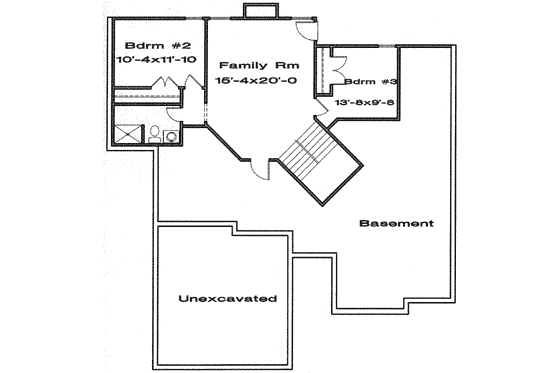 Floor Plan - Lower Floor for Traditional House Plan #6-168 - 3 bed, 3 bath
