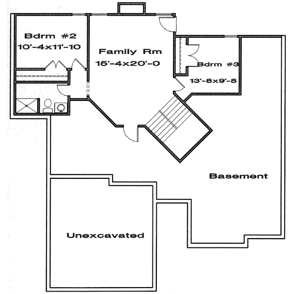 Floor Plan - Lower Floor for Traditional House Plan #6-168 - 3 bed, 3 bath