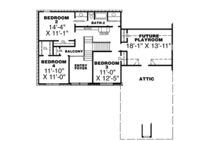 Floor Plan - Upper Floor for European House Plan #34-136 - 4 bed, 2.5 bath