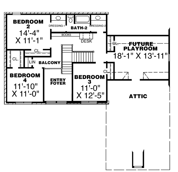 European Floor Plan - Upper Floor Plan #34-136