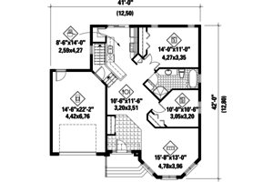 Floor Plan - Main Floor for Classical House Plan #25-4821 - 2 bed, 1 bath