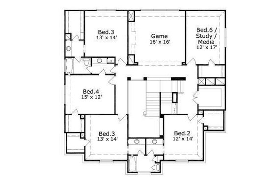 Floor Plan - Upper Floor for European House Plan #411-299 - 6 bed, 3.5 bath