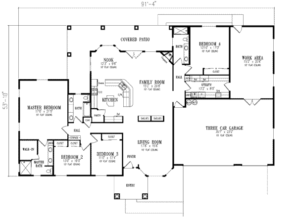 Architectural House Design - Mediterranean Floor Plan - Main Floor Plan #1-665
