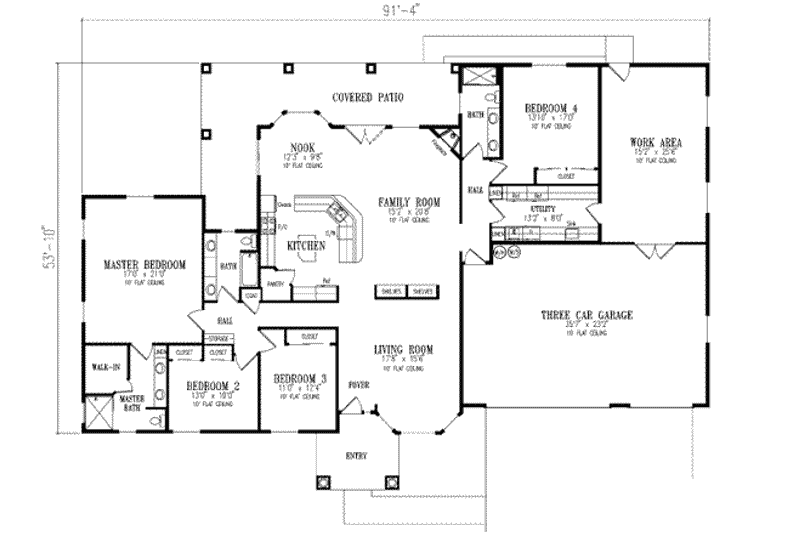 Home Plan - Floor Plan - Main Floor for Mediterranean House Plan #1-665 - 4 bed, 3 bath